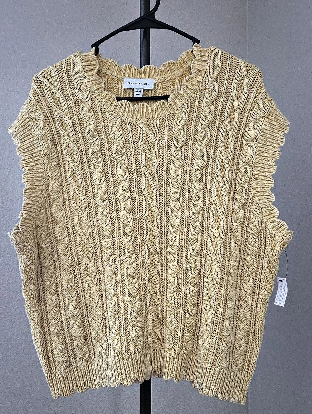 Free Assembly Cable Knit Sweater Vest in Yellow NWT